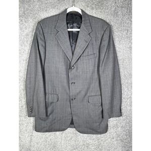H Freeman & Son Wool Three Button Blazer Mens Size 44L Gray USA Made‎ Pockets